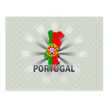Mapa 2,0 da bandeira de Portugal Cartões Postais