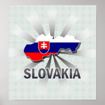 Mapa 2,0 da bandeira de Slovakia Posteres