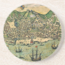 Mapa antigo do vintage; Plano de cidade de Lisboa, Porta Copos