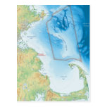 Mapa da baía de Cape Cod Cartoes Postais