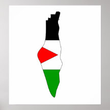 Mapa da bandeira de Palestina sem redução Pôsteres