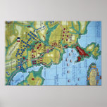 Mapa da batalha de Corunha Posteres