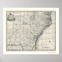 Mapa de Geórgia e de Carolinas por Bowen 1752 Posteres