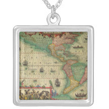 Mapa de Velho Mundo antigo dos Americas, 1606 Bijuteria