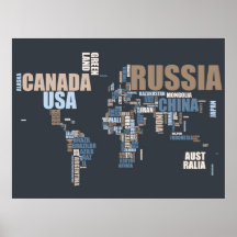 Mapa do mundo nas palavras posters