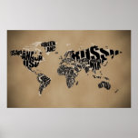 Mapa do mundo tipográfico impressão
