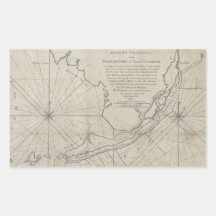 Mapa do vintage das chaves de Florida (1771) (2) Adesivos Retangulares