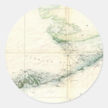 Mapa do vintage das chaves de Florida (1859) Adesivo Redondo