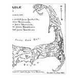 Mapa do vintage de Cape Cod (1890) Cartões Postais