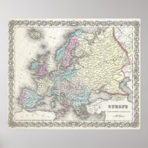 Mapa do vintage de Europa (1855) Pôsteres