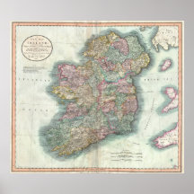 Mapa do vintage de Ireland (1799) Impressão