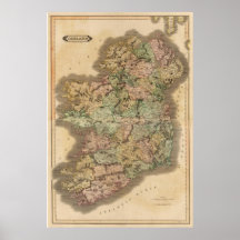 Mapa do vintage de Ireland (1831) Impressão