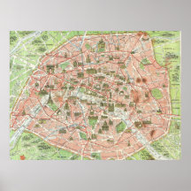Mapa do vintage de Paris (1920) Posteres