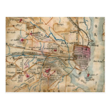 Mapa do vintage de Virgínia do nordeste (1862) Cartoes Postais