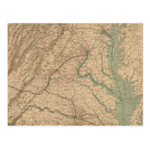 Mapa do vintage dos campos de batalha de Virgínia  Cartão Postal
