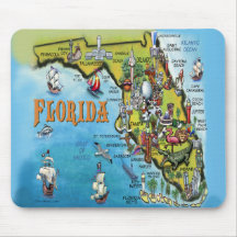 Mapa dos desenhos animados de Florida Mouse Pad
