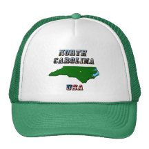 Mapa e texto de North Carolina Bonés
