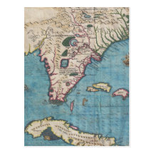 Mapa histórico de Florida (1591) Cartão Postal
