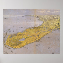 Mapa pictórico do vintage de Florida (1861) Poster