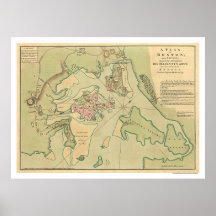 Mapa revolucionário 1776 de Boston Pôsteres
