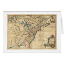 Mapa revolucionário de América - 1777 Cartão