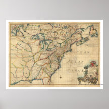 Mapa revolucionário de América - 1777 Poster