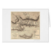 Mapa revolucionário de Newport da guerra - 1777 Cartões