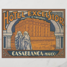 Maravalhas Casablanca do hotel (Maroc), vintage Panfleto Personalizados
