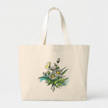 Margaridas com borboleta bolsas para compras