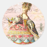 Marie Antoinette e Paris cor-de-rosa Adesivo Em Formato Redondo
