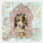 Marie Antoinette no quadro cor-de-rosa Adesivos Quadrados
