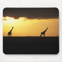 Mauspad girafas pôr do sol savana mouse pads