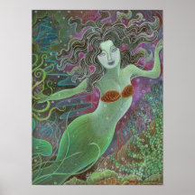 Maya como o poster da arte da parede da sereia