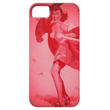 Menina cor-de-rosa graduada retro do Pinup de Gil  iPhone 5 Capa