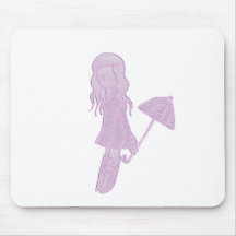 Menina do Anime com guarda-chuva Mousepads