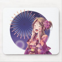 Menina do Anime dos fogos-de-artifício Mousepad