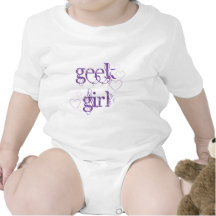 Menina do geek macacãozinhos para bebê