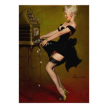 Menina do Pinup do slot machine de Gil Elvgren do  Convite Personalizado