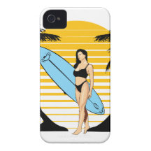 Menina do surfista capa iPhone 4 Case-Mate