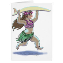 Menina do surfista cartao