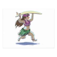 Menina do surfista cartoes postais