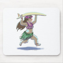 Menina do surfista mousepad