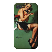 Menina francesa retro do Pinup da empregada domést iPhone 4 Capas