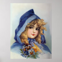 Menina na capa azul posteres