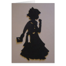 Menina pequena do victorian com livro cartoes