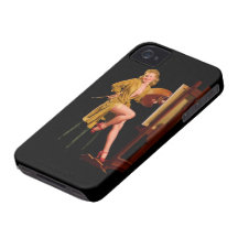 Menina retro do Pinup do artista do pintor de Elvg Capas De iPhone 4 Case-Mate