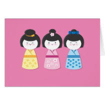 Meninas de Kokeshi postais