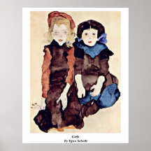 Meninas por Egon Schiele Poster
