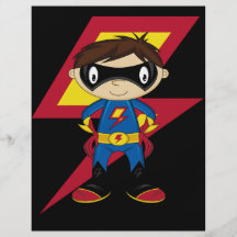 Menino bonito do super-herói modelo de panfleto