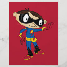 Menino bonito do super-herói panfletos